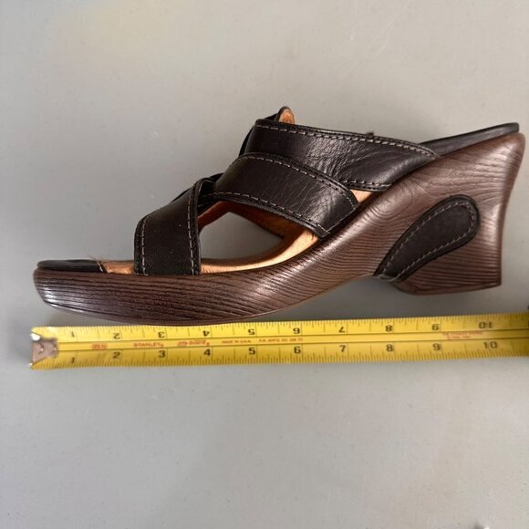 Sanita Leather Wedge Sandals Size 39 Made in Portugal Buckle Strappy Comfort - Picture 9 of 9